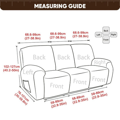 Recliner Sofa Slipcover Set 8pcs 3-Seat Jacquard Furniture Protector with Pocket Flexible Soft Slide Sleeve Cover for Sofa Couch Office Living Room Home Decor Multiple Colors