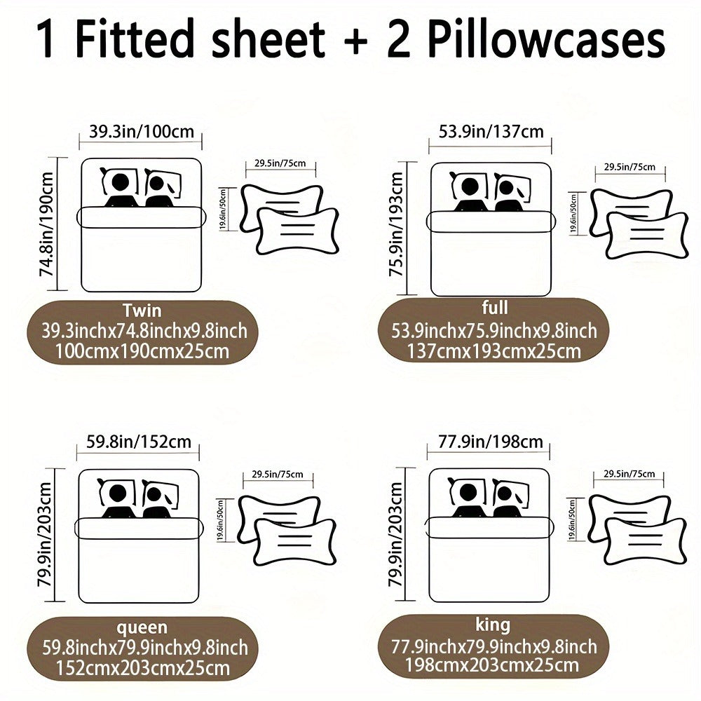 Sanrio Hello Kitty & Kuromi Bedding Set 3pcs – Fitted Sheet & Pillowcases, Soft Polyester, Machine Washable, Twin Full Queen King, All-Season Bedroom Decor for Kids Girls Home Guest Room
