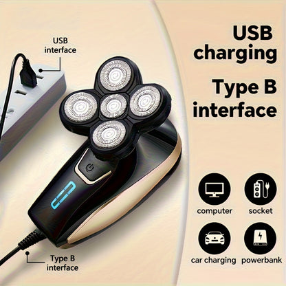 Bald Head Shaver for Men - Rechargeable Electric Razor for Bald Head & Beard Grooming, Multi-Functional Sensitive Skin Shaving Tool, Portable Professional Electric Shaver for Home & Travel Use