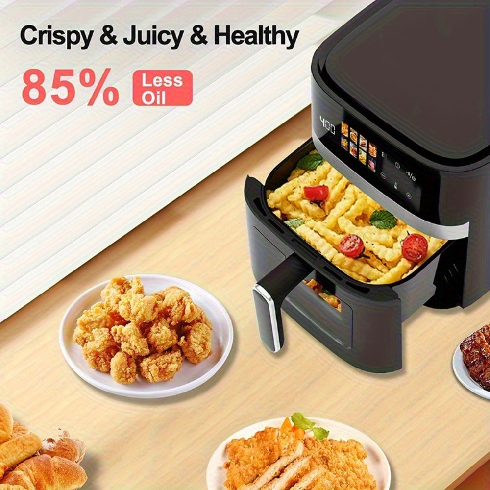Air Fryer 5 Quart 8-in-1 Electric Hot Air Oven 1350W with LED Touchscreen & 360° Hot Air Circulation – Large Capacity Digital Air Fryer for Fry Roast Bake Grill Dehydrate, Black