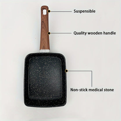 Tamagoyaki Pan Japanese Nonstick Rectangular Egg Pan for Omelettes & Rolls – Induction Halogen Compatible Dishwasher Safe Wooden or Plastic Handle with Optional Silicone Spatula