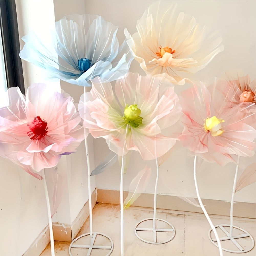 Artificial Silk Peony Flowers Giant Set of 3 Large Fake Flowers with Base & Branches for Wedding, Birthday Party, Home Decor & Window Display – 8 Colors