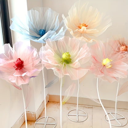 Artificial Silk Peony Flowers Giant Set of 3 Large Fake Flowers with Base & Branches for Wedding, Birthday Party, Home Decor & Window Display – 8 Colors