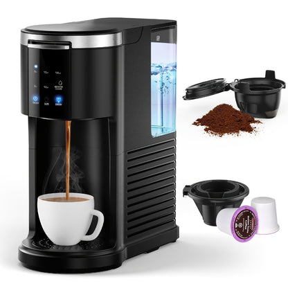 Programmable Coffee Maker 5-Cup & K-Cup Compatible 24-Hour Timer Keep Warm Drip-Free Washable Filter Stainless Steel Home Office Brew Station
