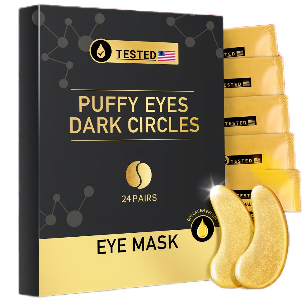 Under Eye Patches 24 Pairs Gold Collagen Eye Masks – Reduces Dark Circles, Puffiness & Fine Lines, Hydrating Under Eye Mask for Rejuvenated, Youthful Skin