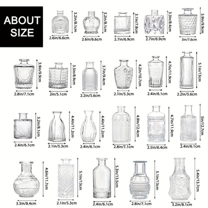 Glass Bud Vases Bulk - Small Flower Vases for Centerpieces, Rustic Wedding Table Decorations, Banquet, Party & Restaurant Decor, Aesthetic Home Decor for Halloween & Christmas, Set of 12/24/64