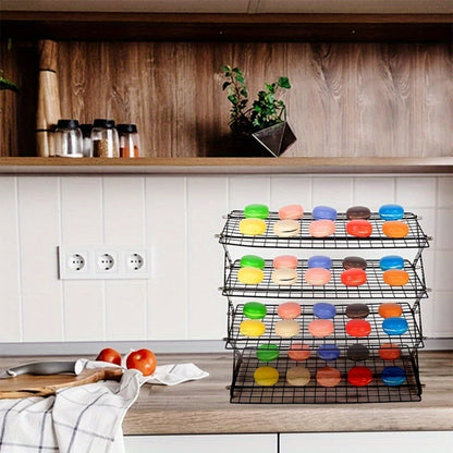 4-Tier Collapsible Cooling Rack Set with Muffin Cups - Metal Wire Baking Rack for Cookies Cakes Bread Roasting BBQ Countertop Kitchen Drying Rack
