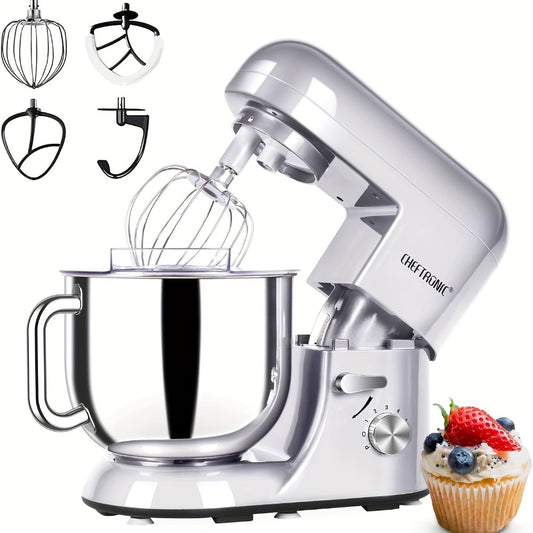 Electric Stand Mixer 7QT 650W – CHEFTRONIC Tilt-Head Dough Mixer with 6 Speeds, Dough Hook, Whisk & Beaters, Splash Guard for Bread, Cake, Pizza, Cookie & More
