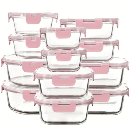Glass Food Storage Containers with Airtight Lids - Borosilicate Glass Meal Prep Containers Set, Microwave Dishwasher Freezer Safe, BPA Free, Leak Proof Lunch Containers for Kitchen