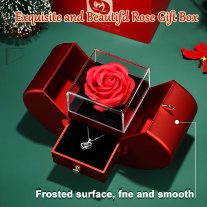 Preserved Real Rose Gift Box with I Love You in 100 Languages Necklace – Romantic Gifts for Girlfriend Wife Mom – Valentine's Day Birthday Mother's Day Christmas Gift Idea for Women