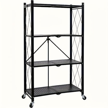Rolling Storage Rack with Wheels – 3, 4 or 5 Tier Portable Movable Shelving Unit, No Assembly Required, Large Capacity Floor Storage Shelf for Garage, Balcony, Camping, Outdoor & Commercial Use