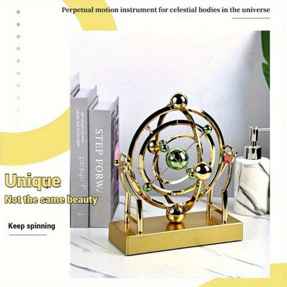 Perpetual Motion Pendulum Desk Decor - Cosmic Swing Solar System Planets Atomic Model Science Demonstration Self-Running No Battery Office Home Physics Gift