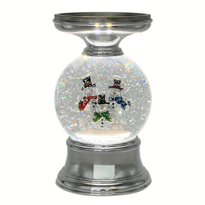 Snowman Water Globe Candle Holder Pedestal Compatible with Bath & Body Works 3-Wick Candles - Winter Christmas Centerpiece Table Decor