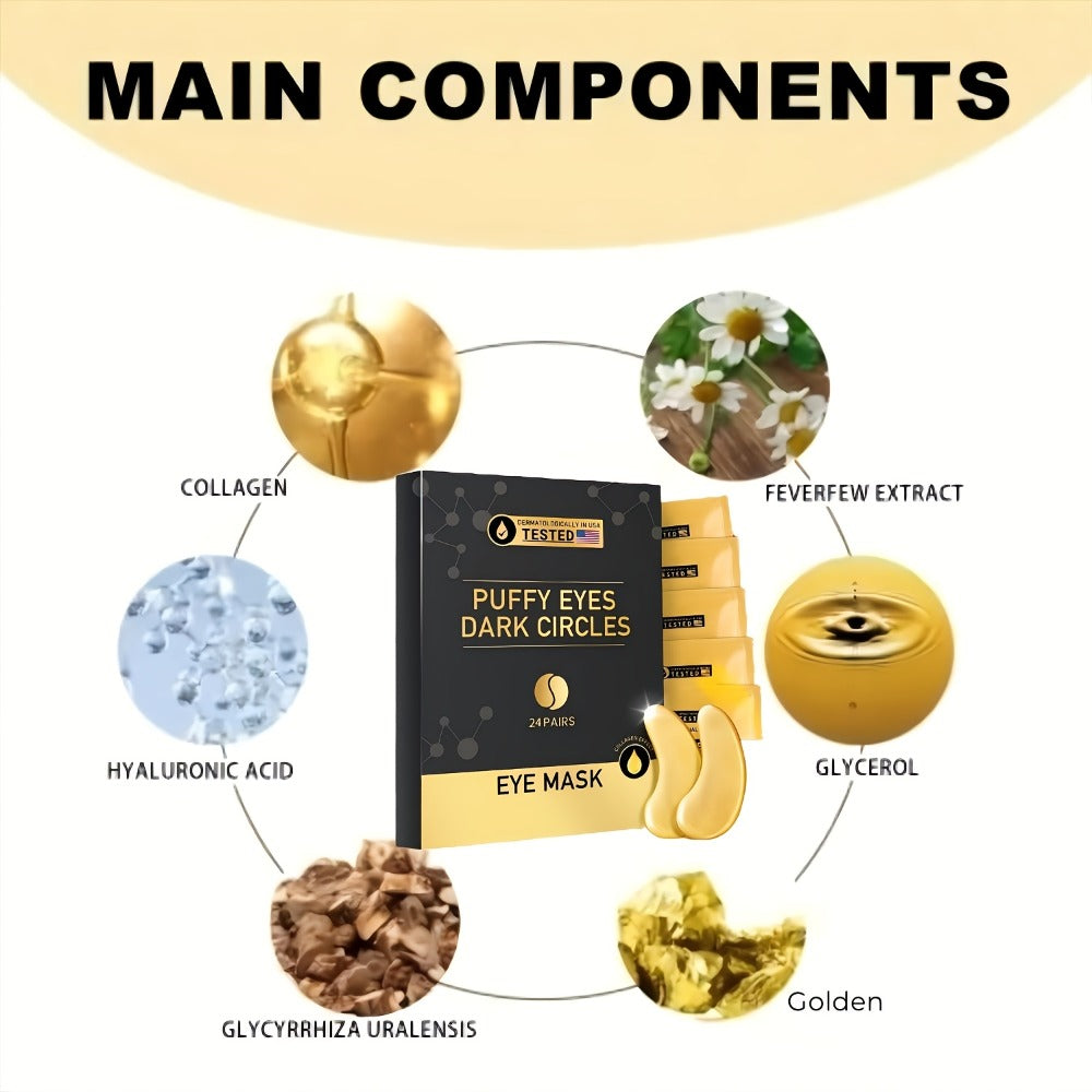 Under Eye Patches 24 Pairs Gold Collagen Eye Masks – Reduces Dark Circles, Puffiness & Fine Lines, Hydrating Under Eye Mask for Rejuvenated, Youthful Skin