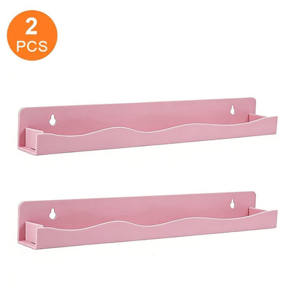 Iridescent Acrylic Floating Shelves Wall Mounted – Colorful Rainbow Storage Rack for Nail Polish, Cosmetics & Sundries, Art Deco Style Bathroom & Bedroom Shelf, 2 or 4 Pack (Pink / Macaron / Clear)