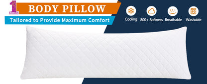 Body Pillow 20x54 Inch Cooling Memory Foam – Full Body Pillow for Adults Side Sleepers, Firm Long Sleeping Pillow for Stomach Back Support, Pregnancy Pillow, Washable Cover, Grey White Pink