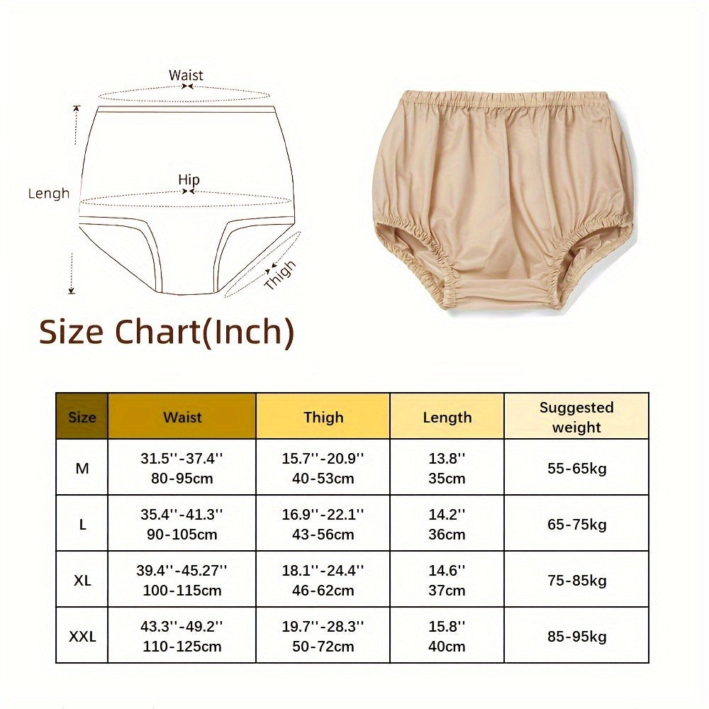 Adult Diaper Cover Waterproof Reusable Incontinence Pants – Noiseless Soft Nylon Pull-On Leak Protection Underwear for Day & Night, Sizes S-4XL