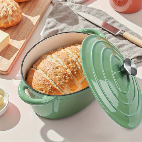 Enameled Cast Iron Dutch Oven 4.5QT with Lid & Dual Handles - Even Heat Distribution, Non-Stick Enamel Interior, for Bread Baking, Slow Cooking, Braising & Roasting, Compatible with All Stovetops & Oven