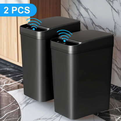 Motion Sensor Trash Can 2 Pack Touchless Automatic 4.2 Gal and 2.6 Gal with Lids Narrow Electric Garbage Bin for Bathroom Bedroom Office