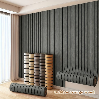 3D Wood Grain Wall Panels Self-Adhesive Peel and Stick Soundproof Grid Board Thick Matte Finish Wallpaper for Walls Ceilings Curved Surfaces Home Decor Easy Install