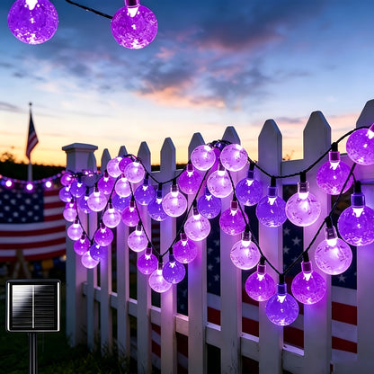 Crystal Ball String Lights 100 LED 39ft, Solar Bubble Ball Fairy Lights with 8 Lighting Modes — Outdoor Waterproof Decor for Christmas, Halloween, July 4th & Patio | Multi-Color Options