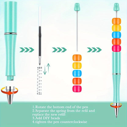 Beadable Pens Bulk 40/60pcs, DIY Bead Ballpoint Pens with Black Ink Shaft, Assorted Random Colors for DIY Crafts, School Office Teachers Bridal Shower Graduation Gifts