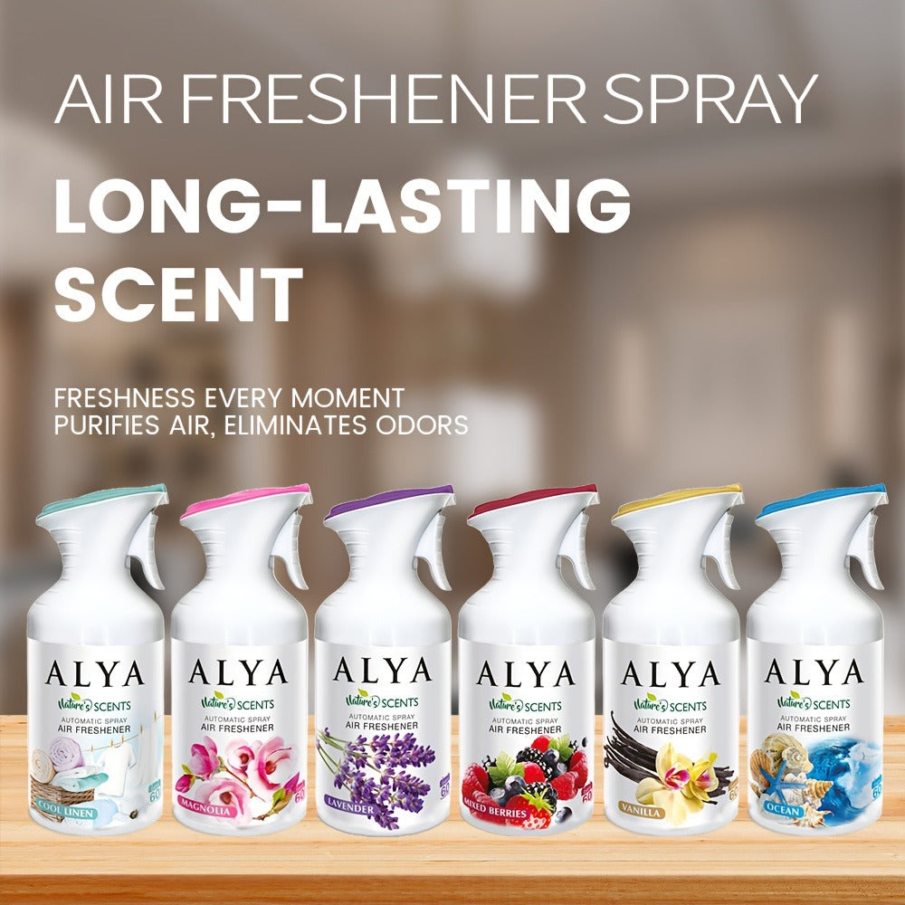 Aromatherapy Air Freshener Spray 6 Scents | Lavender Vanilla Ocean Magnolia | Multi-Purpose Room Spray for Car Home Office Bathroom Fabric Closet Odor Eliminator