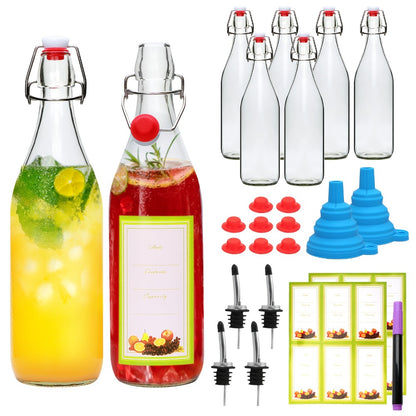 Flip Top Glass Bottles with Stopper 16oz | Airtight Swing Top Bottle for Kombucha, Juice, Vinegar, Honey, Vanilla Extract – Kitchen Storage Set