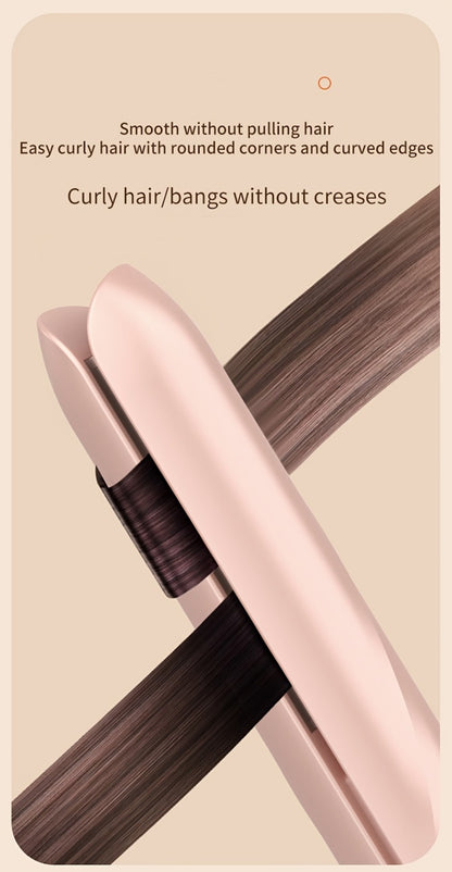 Wireless Hair Straightener and Curling Iron 2-in-1 Ceramic Cordless Hair Styler USB-C Rechargeable 3-Speed Adjustable Temperature Portable Travel Hair Tool Women Gift Pink White
