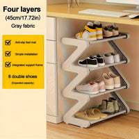 Yuan Shan Gray - Four-Tier Shoe Rack [Upgraded Metal Tubes - Thickened and Hardened Plastic Components]