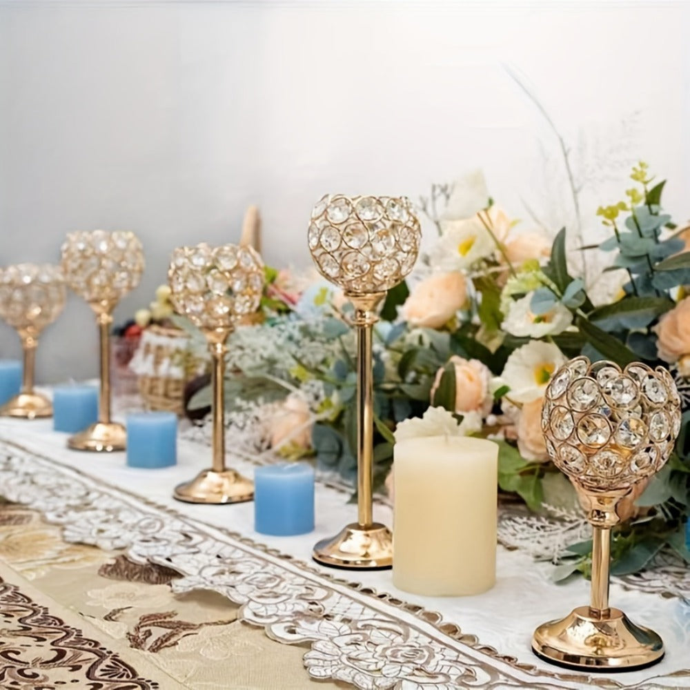 Crystal Candelabra Centerpiece – Gold & Silver Taper Candle Holders for Wedding, Anniversary, Candlelit Dinner, Birthday & Party Table Decor, Home & Hotel Decoration, 3-Pack & 6-Pack (Candles Not Included)