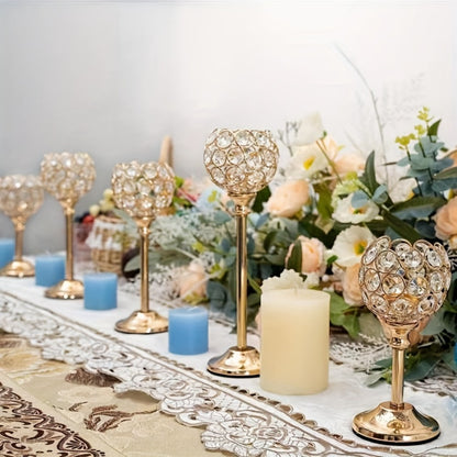 Crystal Candelabra Centerpiece – Gold & Silver Taper Candle Holders for Wedding, Anniversary, Candlelit Dinner, Birthday & Party Table Decor, Home & Hotel Decoration, 3-Pack & 6-Pack (Candles Not Included)