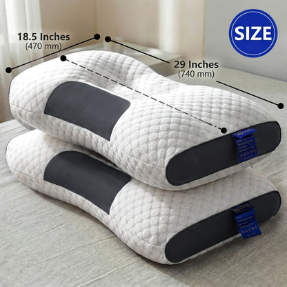 Neck Pillow 2 Pack – Breathable Memory Foam Travel Pillow with Removable Zippered Cover, Ergonomic Cervical Support for Neck & Shoulder Pain Relief