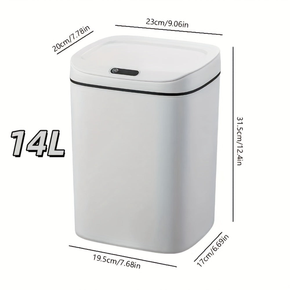 Motion-Activated Touchless Trash Can with Lid – Smart Sensor Waste Bin for Kitchen, Bathroom, Office & Home, Minimalist Rectangular Design, Battery Powered, 3-4 Gallon