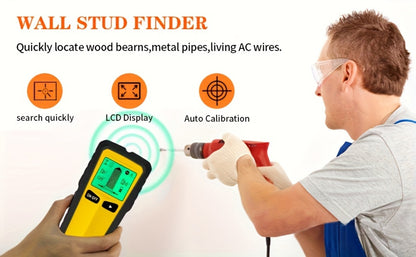 Wall Stud Finder 5-in-1 Electric Wood Metal AC Wire Detector with LCD Display Sound Alert 3-Depth Stud Scan for DIY Home Construction TV Mount Cabinet Install