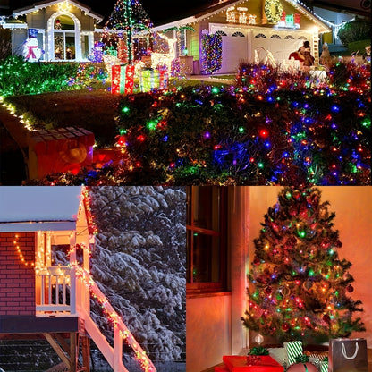 500 LED Christmas String Lights 170 Feet – 8 Lighting Modes with Memory Plug, Transparent Wire Outdoor Lights for Christmas Tree, Party, Balcony & Holiday Decoration – Warm White & Multicolor