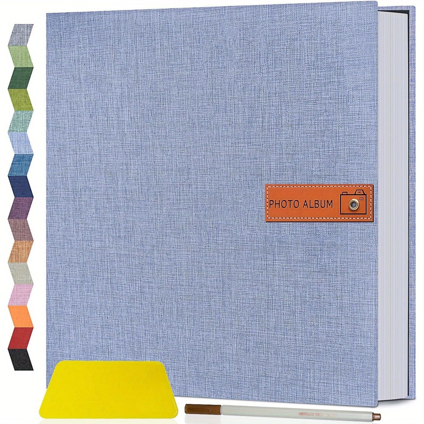 Self Adhesive Photo Album Scrapbook – Large Linen Cover Memory Book for 4x6 5x7 8x10 Photos, DIY Picture Book with Metal Pen, Gift for Mom, Baby, Wedding, Valentine's Day & Mother's Day, 40 & 60 Pages