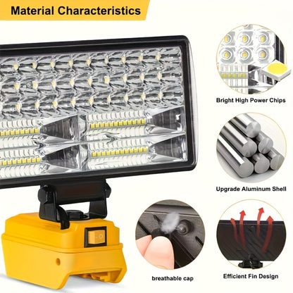 Cordless LED Work Light for DeWalt 20V Battery – 30W/90W 1800/5400 Lumen LED Floodlight | Battery Powered Work Light for Automotive Repair, Construction Site & Emergency Lighting | Battery Not Included