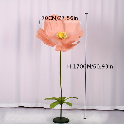 Giant Paper Poppy Artificial Flower - Super Large Floor Standing Fake Flower for Wedding Backdrop, Shop Window Display, Event & Party Decoration, Paper Art Floral Decor, Multiple Colors