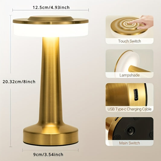 Rechargeable Touch Table Lamp – 3 Color Dimmable Portable Bedside Nightstand Lamp with Battery, Small Wireless Desk Light for Bedroom, Living Room & Travel