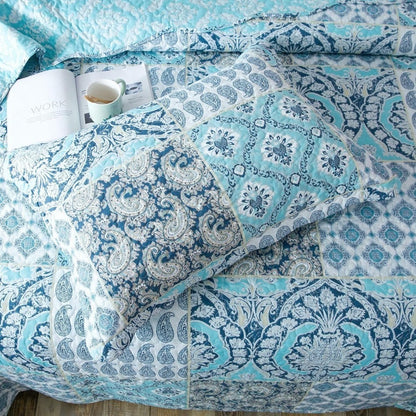 Floral Quilt Set Lightweight Bedspread Coverlet 2 or 3-Piece, All Season Hypoallergenic Breathable Paisley Patchwork Print Quilt for Bedroom Guest Room Dorm RV Cabin, Twin Queen King, Shabby Chic
