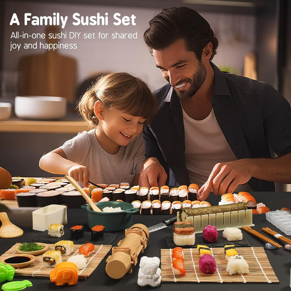 Sushi Making Kit 9/27Pcs with Bamboo Rolling Mats, Rice Molds, Paddle, Knife & Chopsticks – Beginner Set for Home, School, Camping & Gifts
