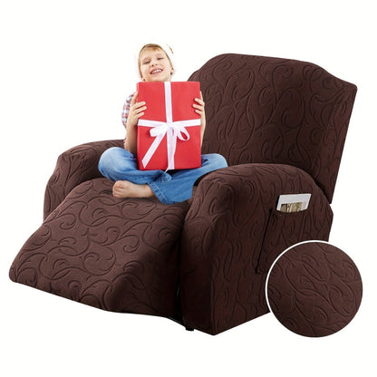 Recliner Chair Cover High Elasticity Stretch Swirl Pattern Slipcover Dust Scratch Resistant Washable Pet Friendly Fits Single Seater Sofa Massage Chair Living Room Furniture Protector