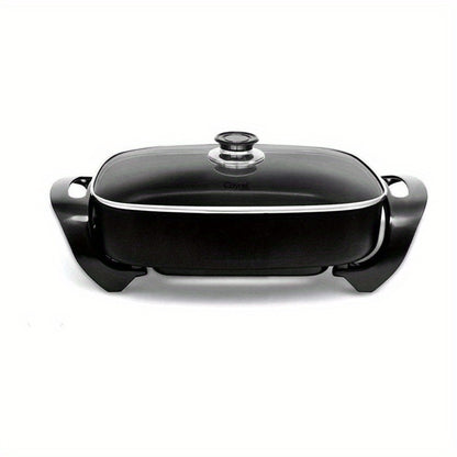 Jumbo Electric Skillet 8-Quart 16x12x3.15 Inch Deep Dish Copper Nonstick with Tempered Glass Vented Lid & Upgraded Thermostat – Large Family Electric Frying Pan for Roasting Frying