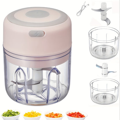 Electric Food Chopper Mini Garlic Crusher USB Rechargeable Meat Grinder 3.38oz 8.45oz Portable Wireless Kitchen Tool