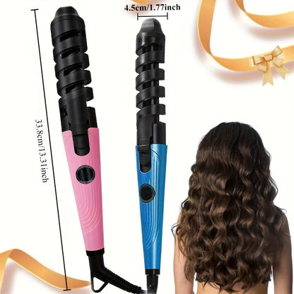 Automatic Spiral Curling Iron – Anti-Scald Fast Heating Curler for Long & Short Hair, Portable Rotating Barrel, Women Gift