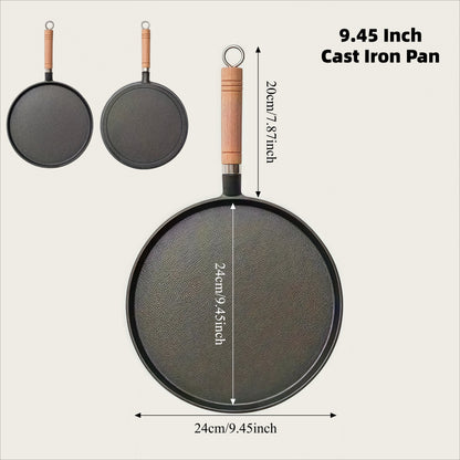 Cast Iron Skillet Non-stick Flat Pan 8.27/9.45/10.63 Inch for Pancakes Eggs & Crepes – Induction Gas Campfire Compatible Breakfast Griddle Pan for Indoor Outdoor Cooking