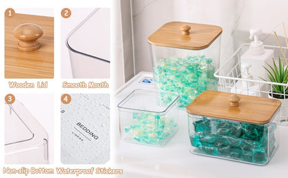 Laundry Pod Containers Set of 4 with Lids Scoops and Labels – Laundry Room Organization Storage Canisters for Pods Detergent Dryer Balls Scent Beads Mixed Color