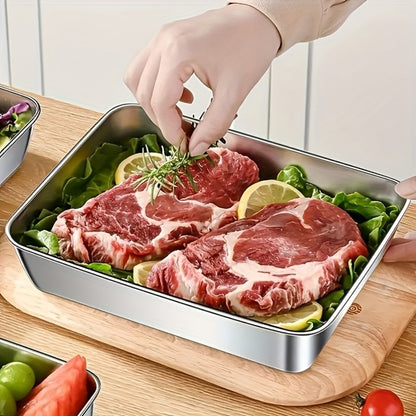 Stainless Steel Food Storage Containers with Lids 5pcs Set Durable Baking Trays Reusable Meal Prep Containers for Picnic Refrigerator Organization Kitchen Essentials Flip Top Closure Easy to Clean