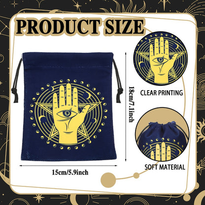 Velvet Tarot Card Bags 16 Pcs Mystical Drawstring Pouches 7.1x5.9 Inch - Dice Jewelry Storage Bag Set for Tarot Enthusiasts, Witchcraft Supplies, Halloween Christmas Gift, Crystal Pouch Organizer